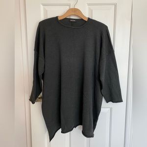 SALE!  Eskandar Oversized Tunic Charcoal Gray Wool Crewneck Sweater